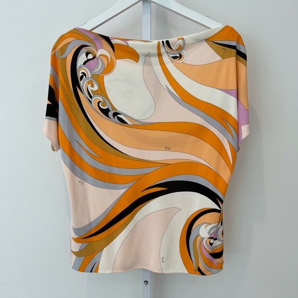 EMILIO PUCCI ORANGE MULTI TOP STYLE 82JN36 SIZE IT 46 / US 12 NWOTS! - Picture 5 of 17